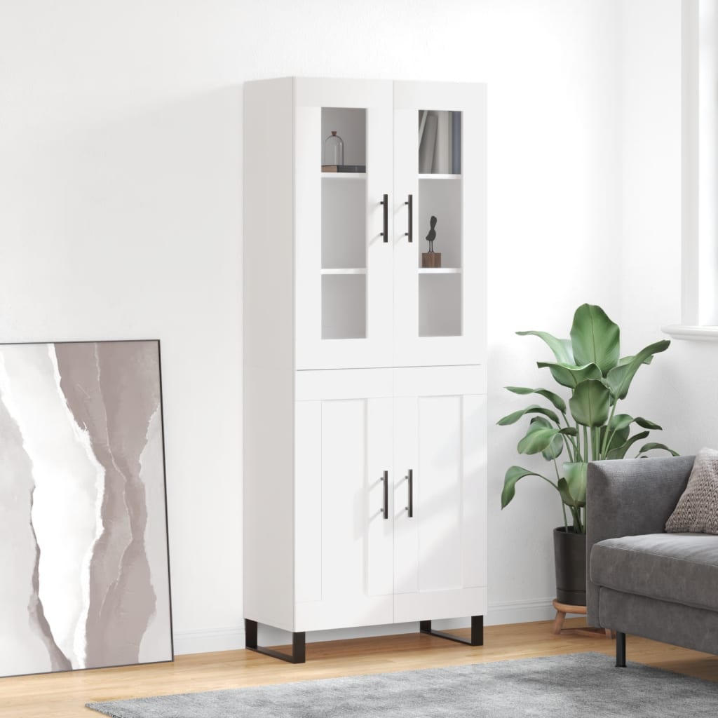 Visoka komoda bijela 69,5x34x180 cm konstruirano drvo