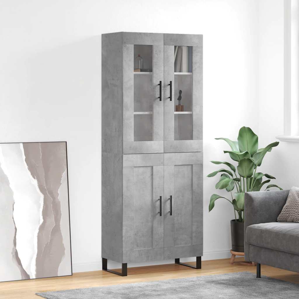 Visoka komoda siva betona 69,5x34x180 cm od konstruiranog drva