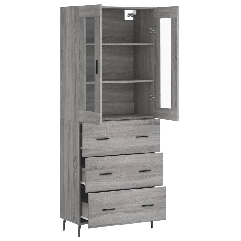 Visoka komoda siva sonome 69,5x34x180 cm od konstruiranog drva