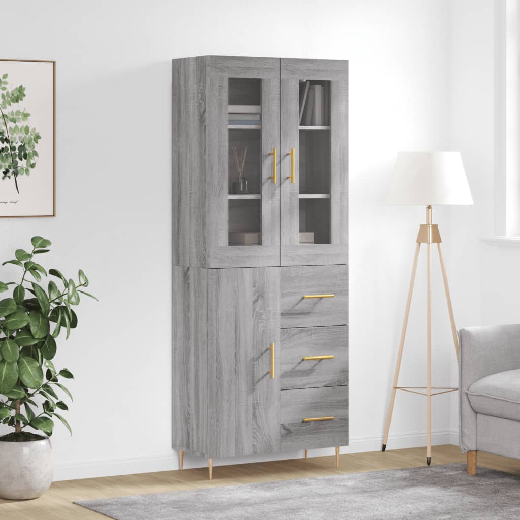 Visoka komoda siva sonome 69,5x34x180 cm od konstruiranog drva