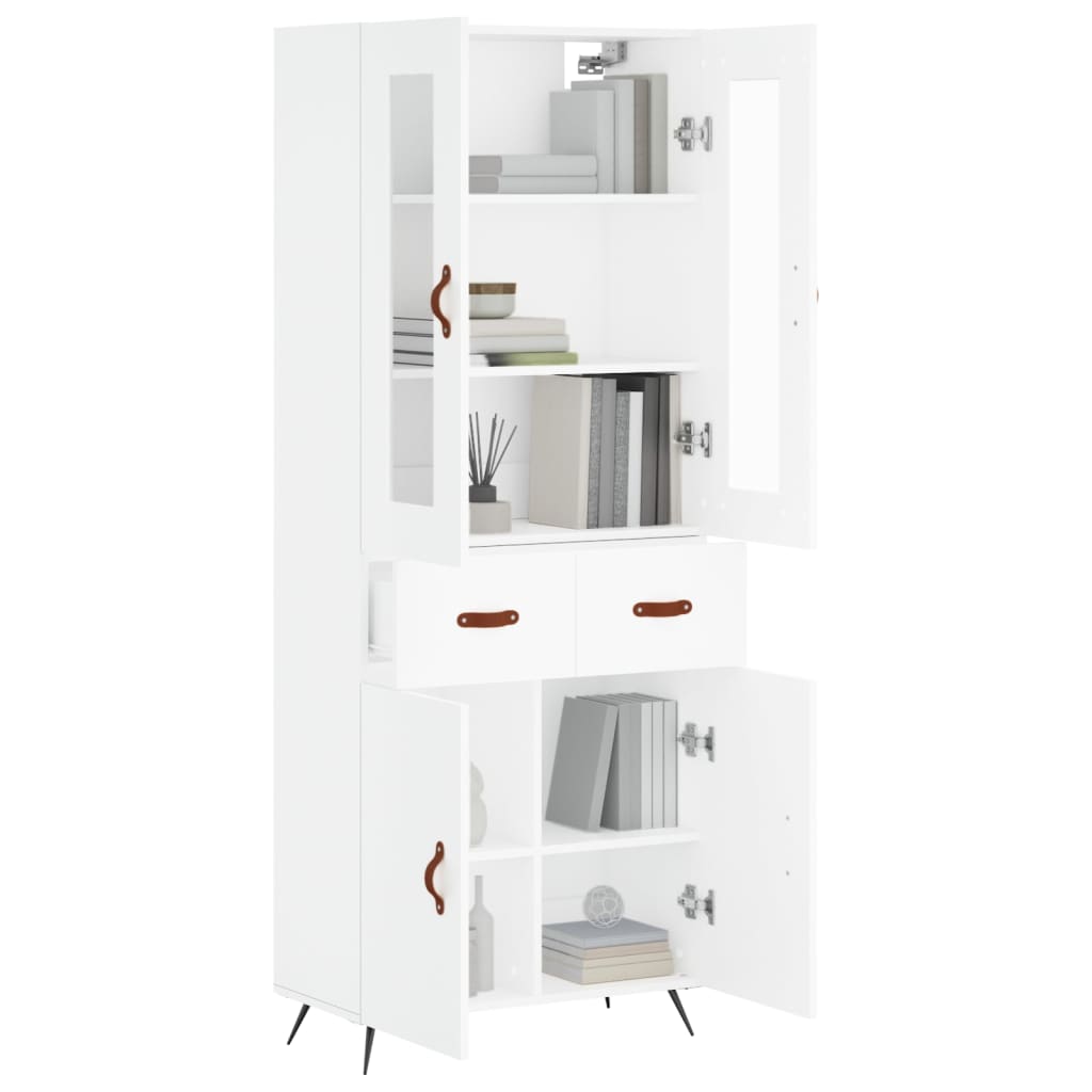 Visoka komoda bijela 69,5x34x180 cm konstruirano drvo