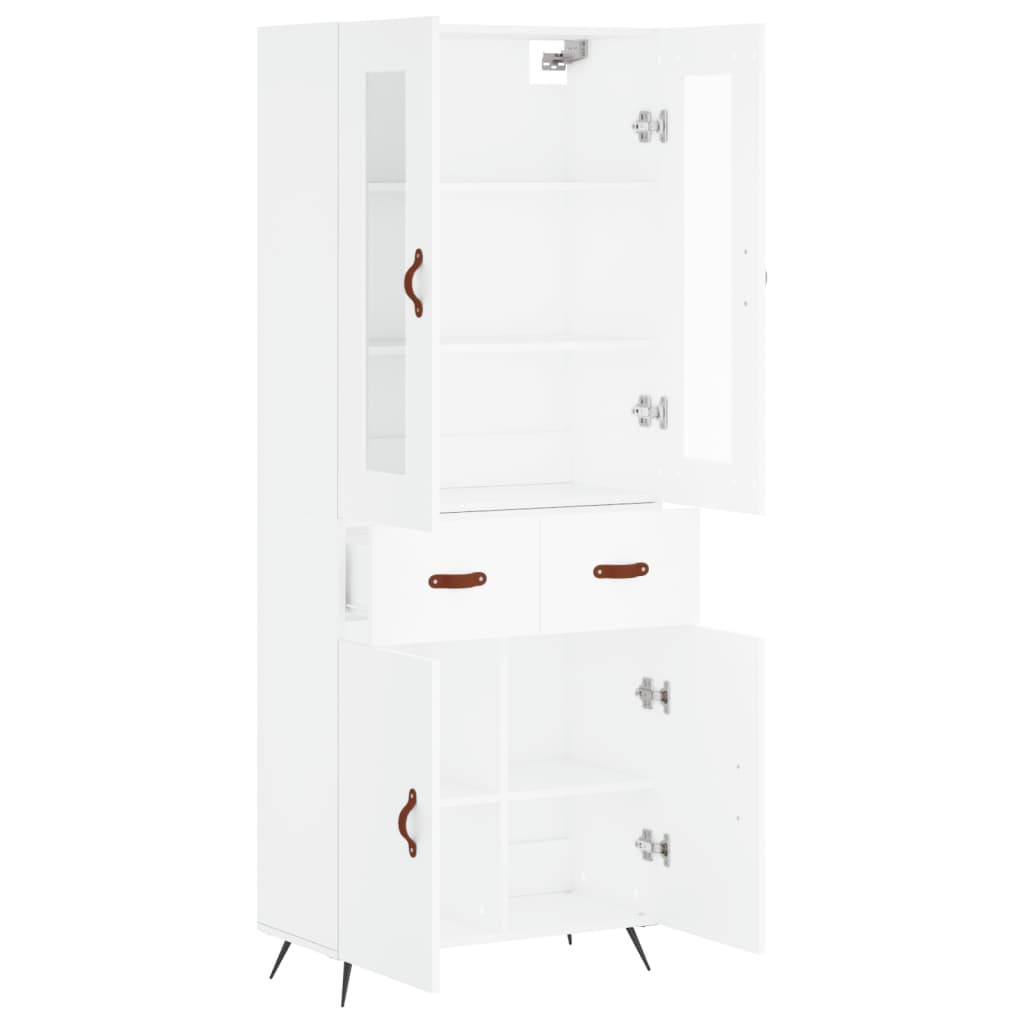 Visoka komoda bijela 69,5x34x180 cm konstruirano drvo