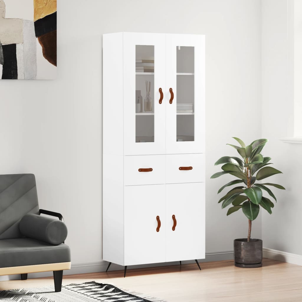 Visoka komoda bijela 69,5x34x180 cm konstruirano drvo