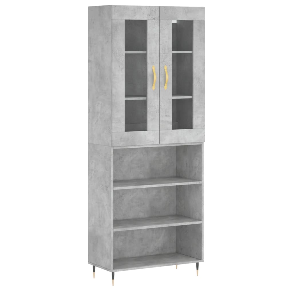 Visoka komoda siva betona 69,5x34x180 cm od konstruiranog drva