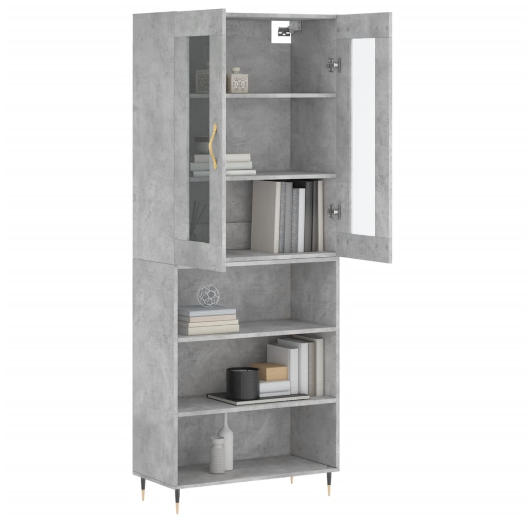 Visoka komoda siva betona 69,5x34x180 cm od konstruiranog drva