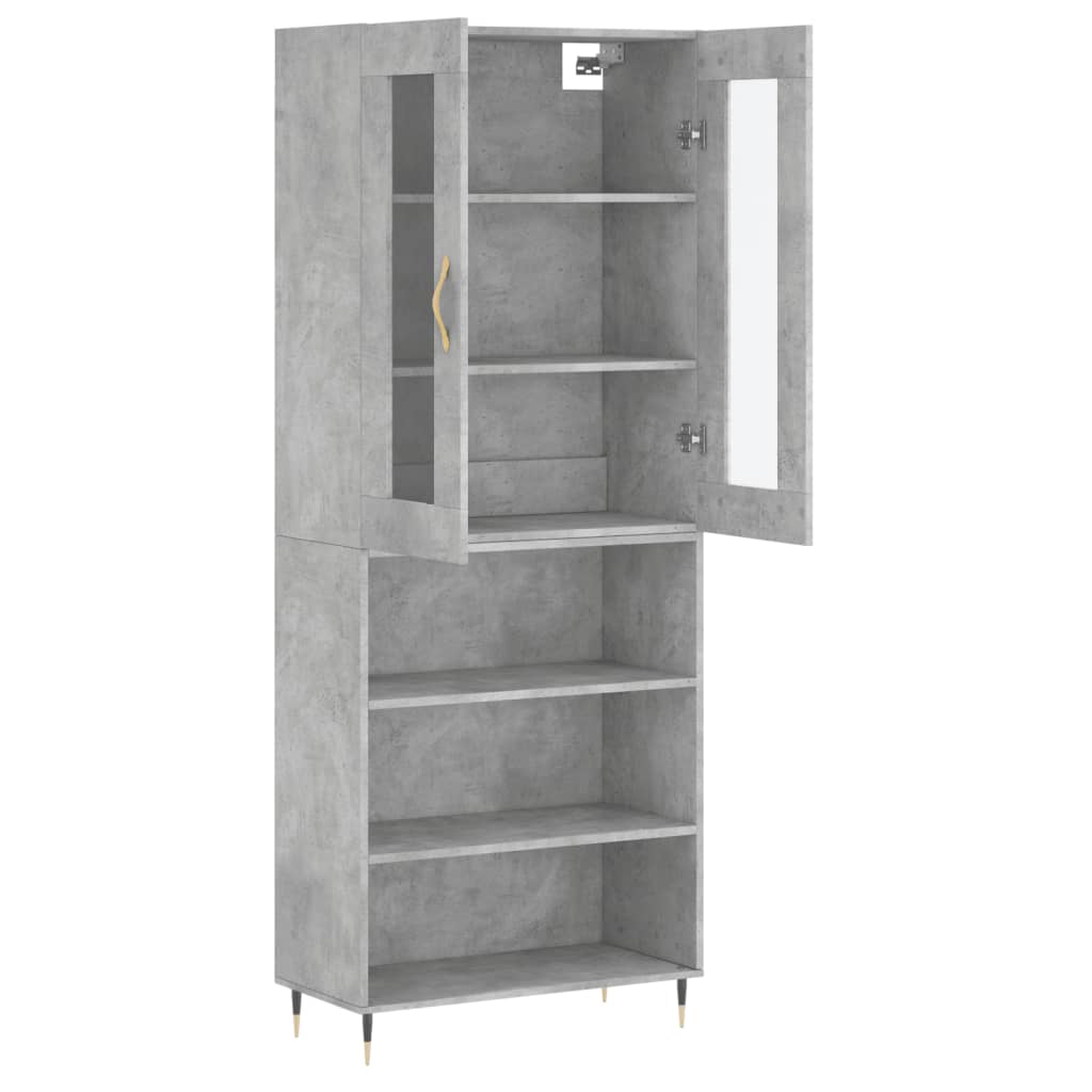 Visoka komoda siva betona 69,5x34x180 cm od konstruiranog drva