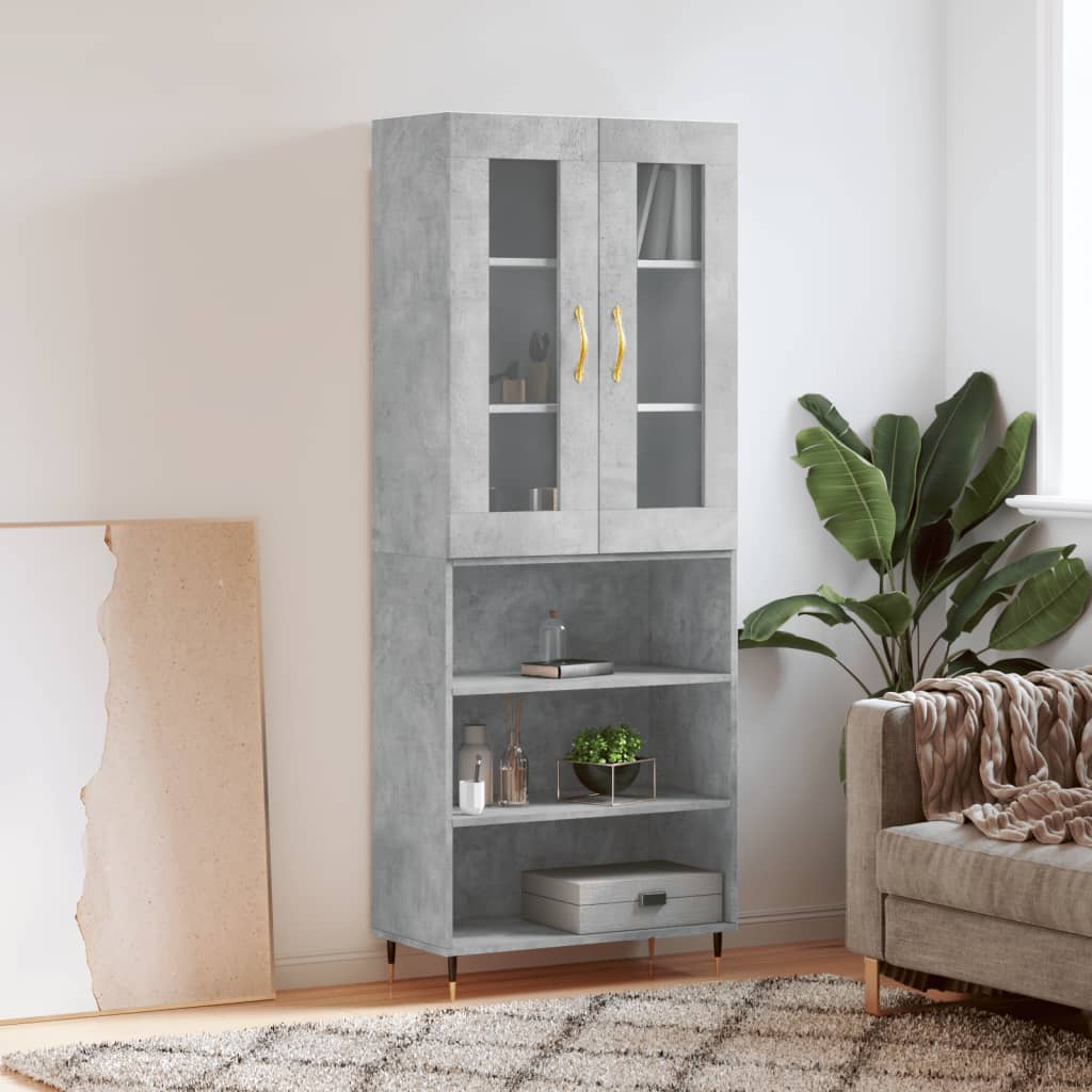 Visoka komoda siva betona 69,5x34x180 cm od konstruiranog drva