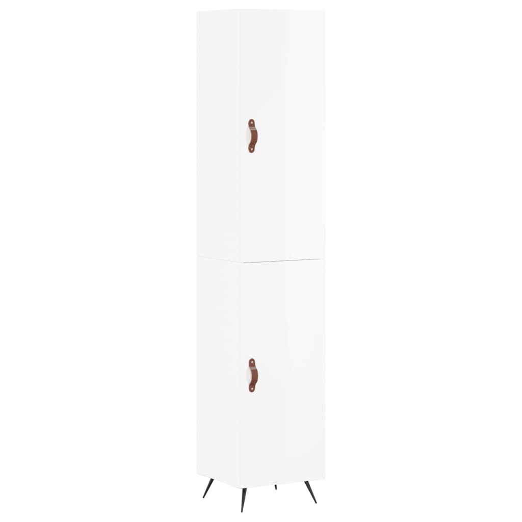 Visoka komoda sjajna bijela 34,5x34x180 cm konstruirano drvo
