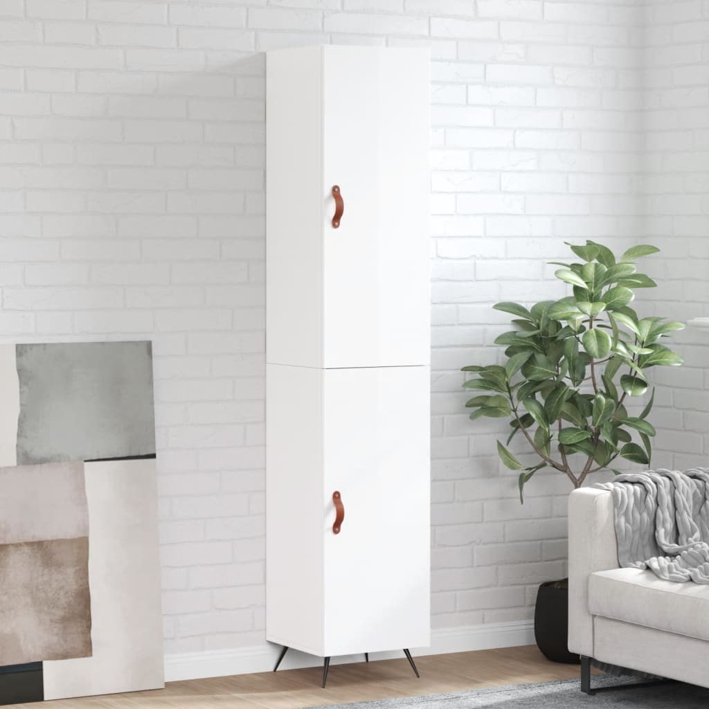 Visoka komoda sjajna bijela 34,5x34x180 cm konstruirano drvo