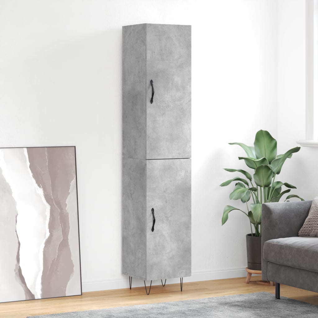Visoka komoda siva betona 34,5x34x180 cm od konstruiranog drva