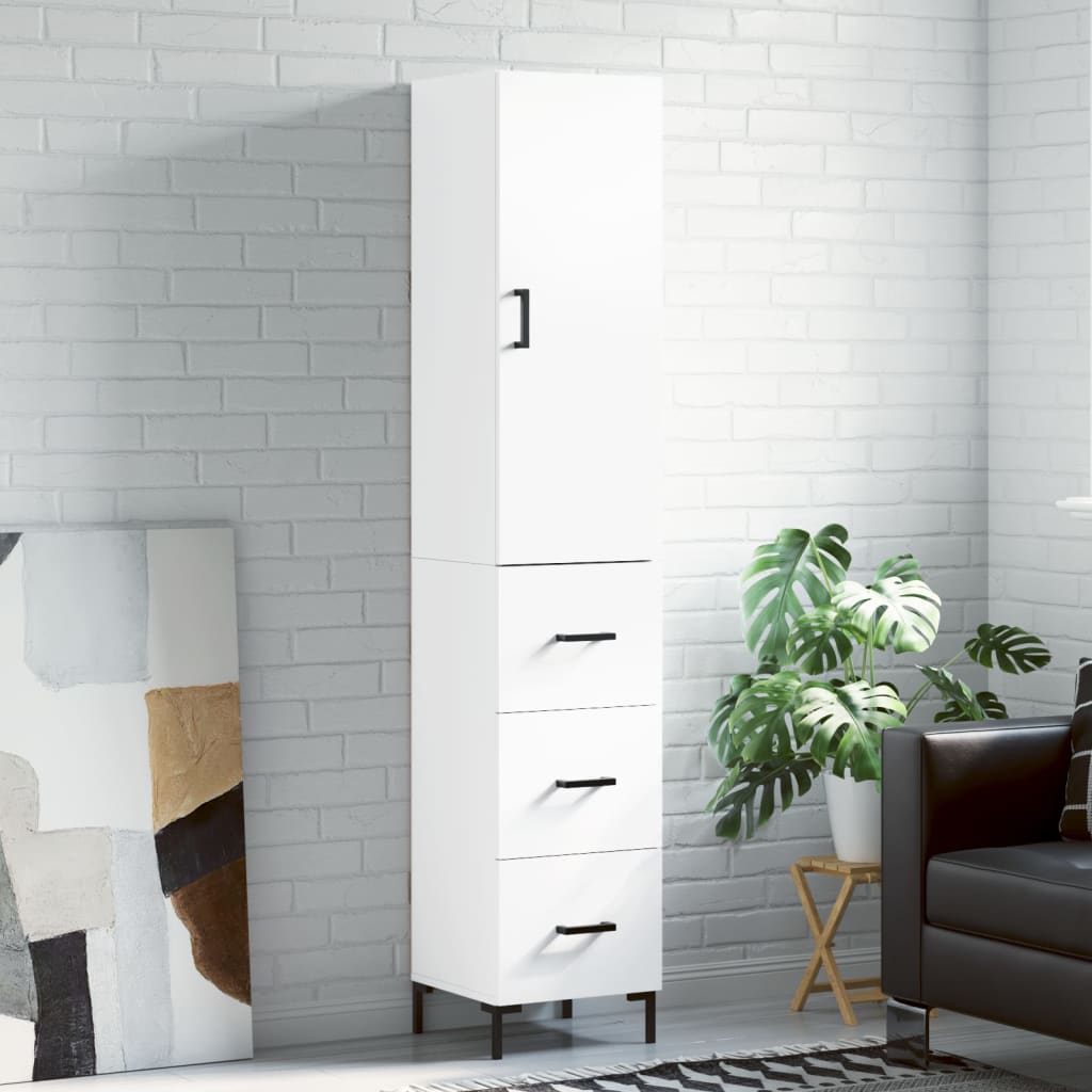 Visoka komoda bijeli 34,5x34x180 cm od konstruiranog drva