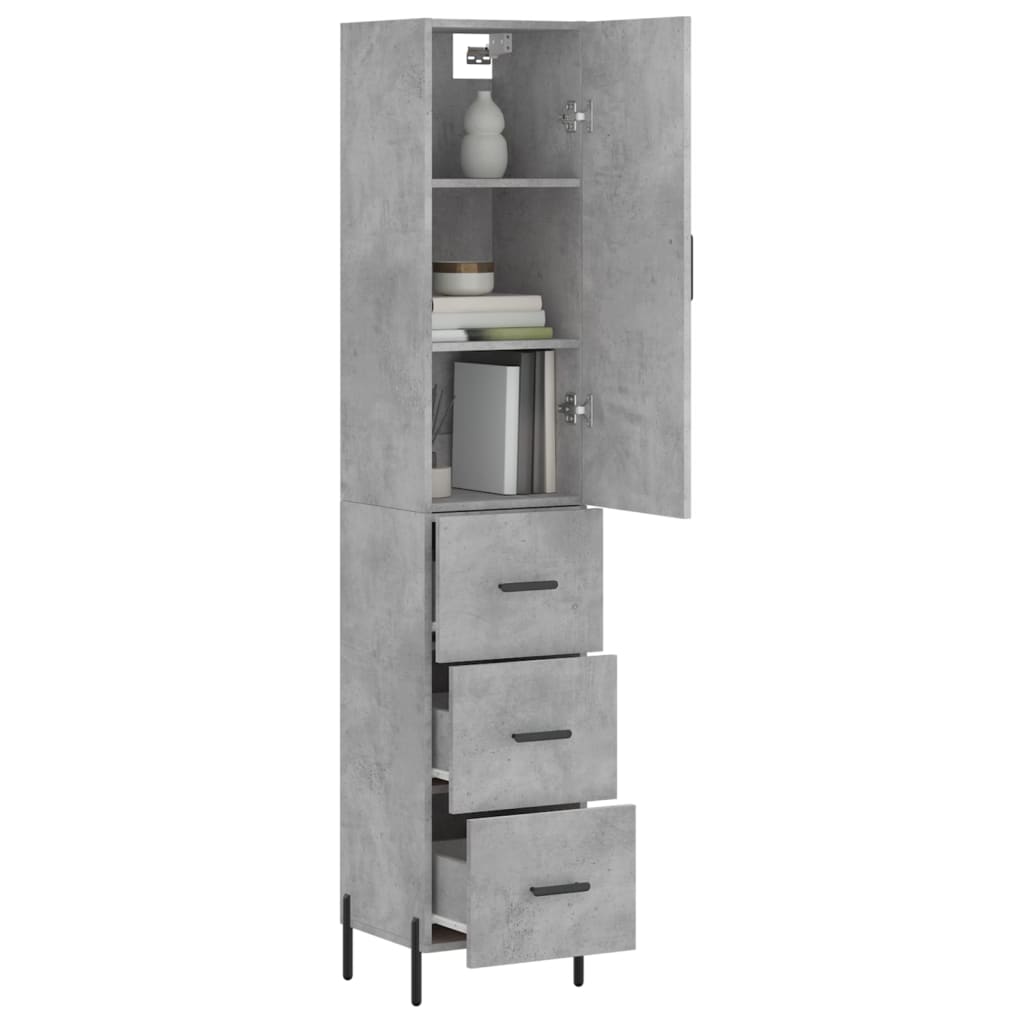 Visoka komoda siva betona 34,5x34x180 cm od konstruiranog drva