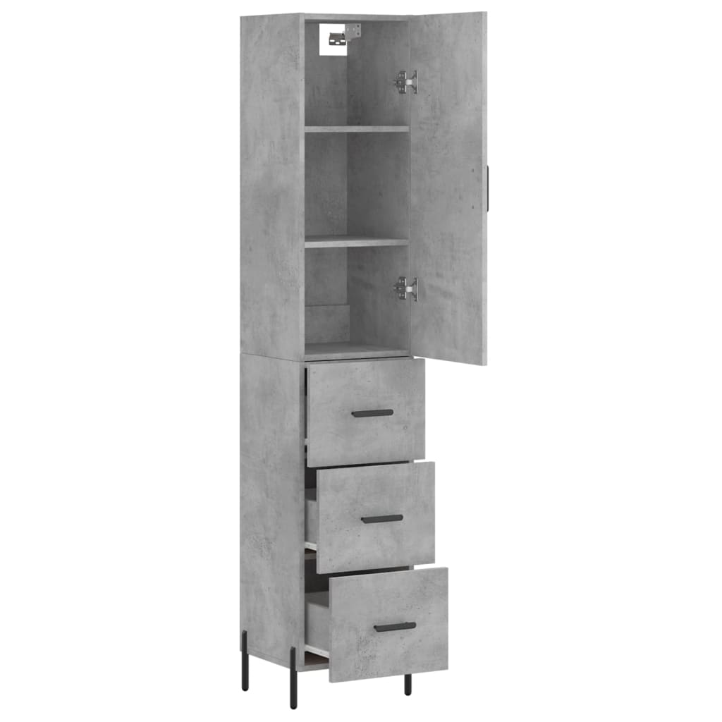 Visoka komoda siva betona 34,5x34x180 cm od konstruiranog drva