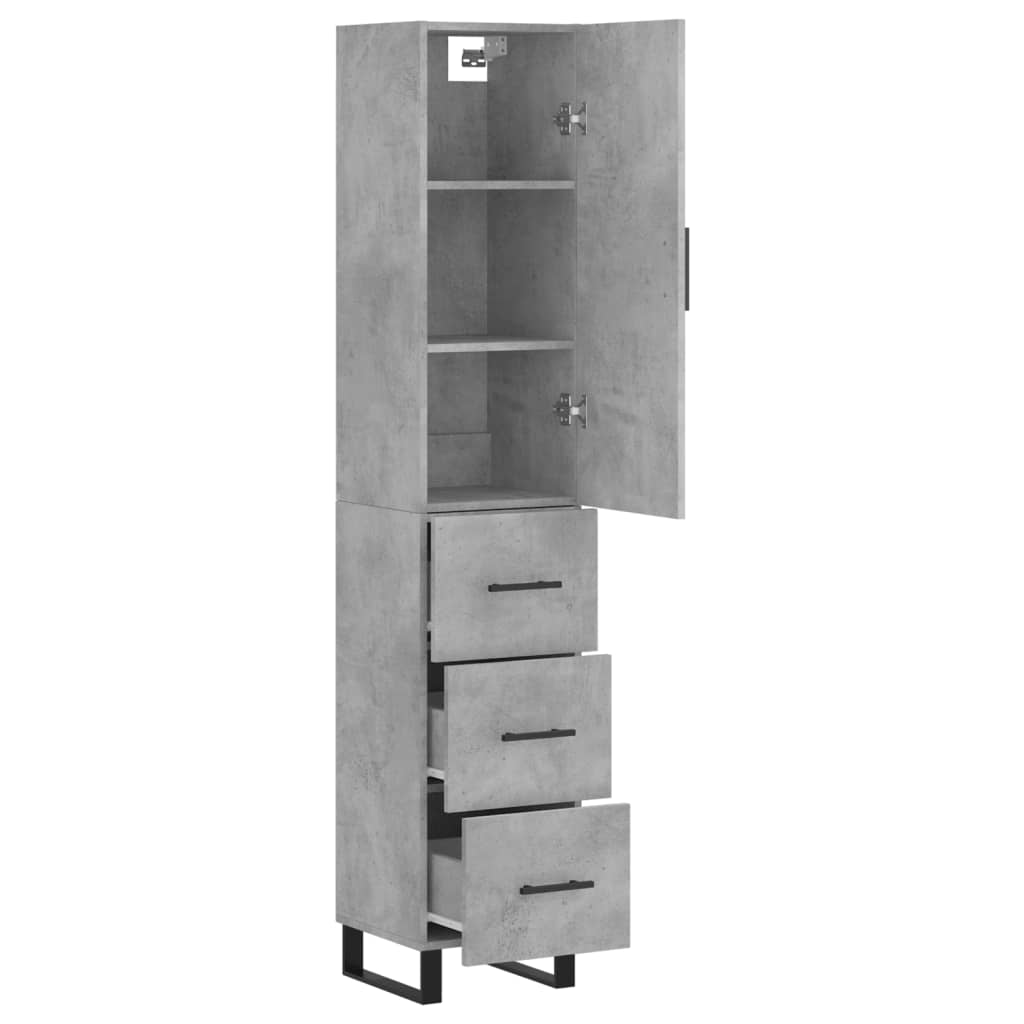 Visoka komoda siva betona 34,5x34x180 cm od konstruiranog drva
