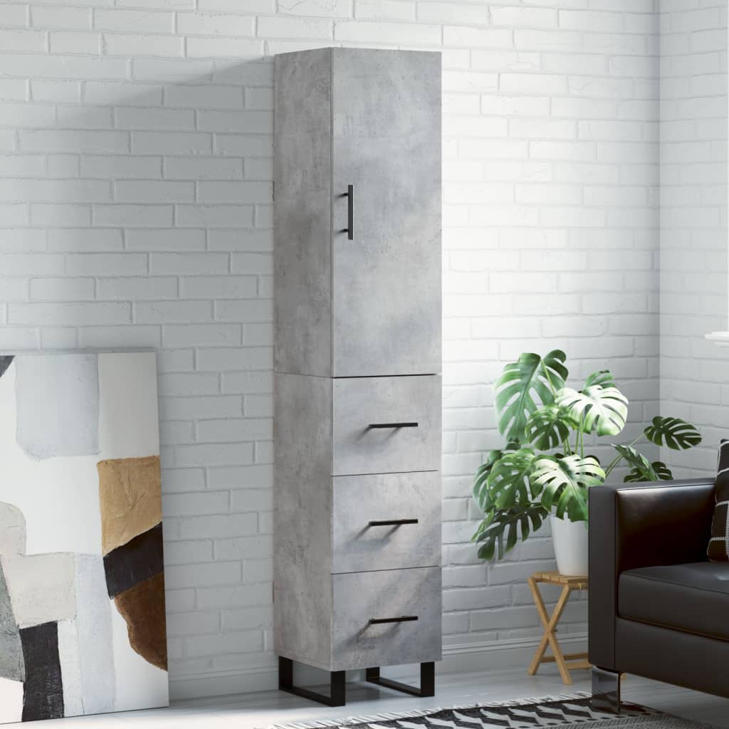 Visoka komoda siva betona 34,5x34x180 cm od konstruiranog drva