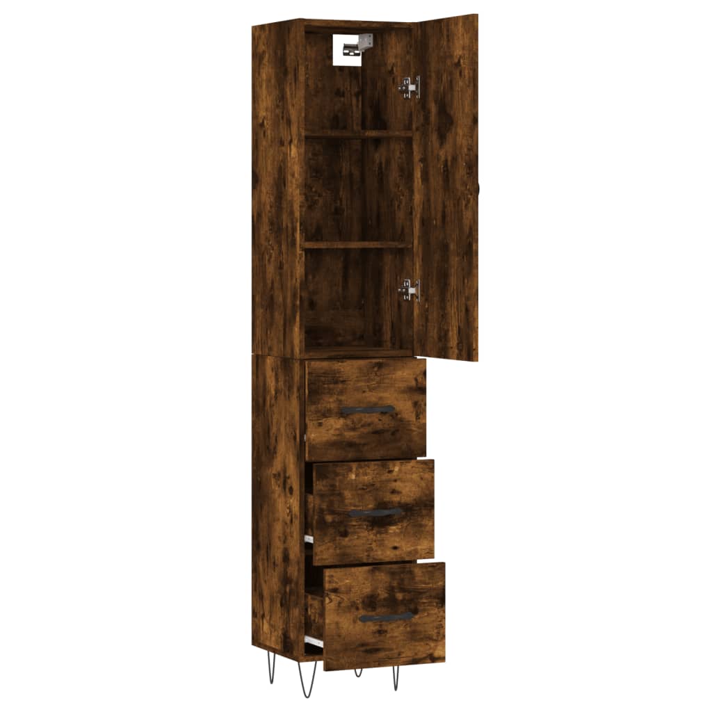 Visoka komoda dimljeni hrast 34,5x34x180cm konstruiranog drva