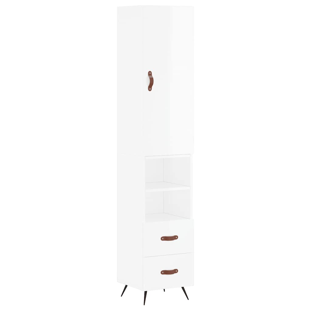 Visoka komoda sjajna bijela 34,5x34x180 cm konstruirano drvo