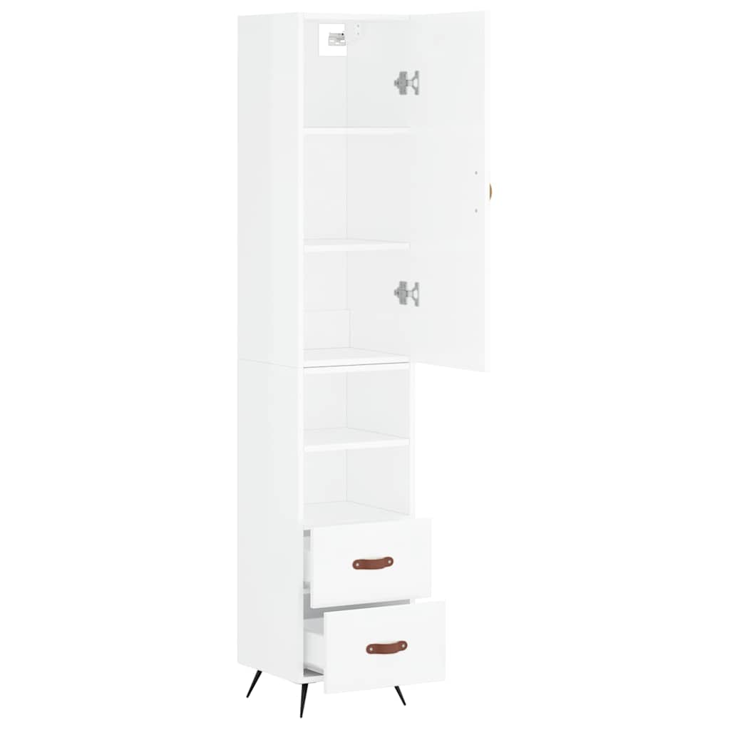 Visoka komoda sjajna bijela 34,5x34x180 cm konstruirano drvo