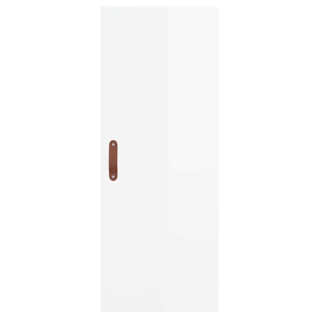Visoka komoda sjajna bijela 34,5x34x180 cm konstruirano drvo