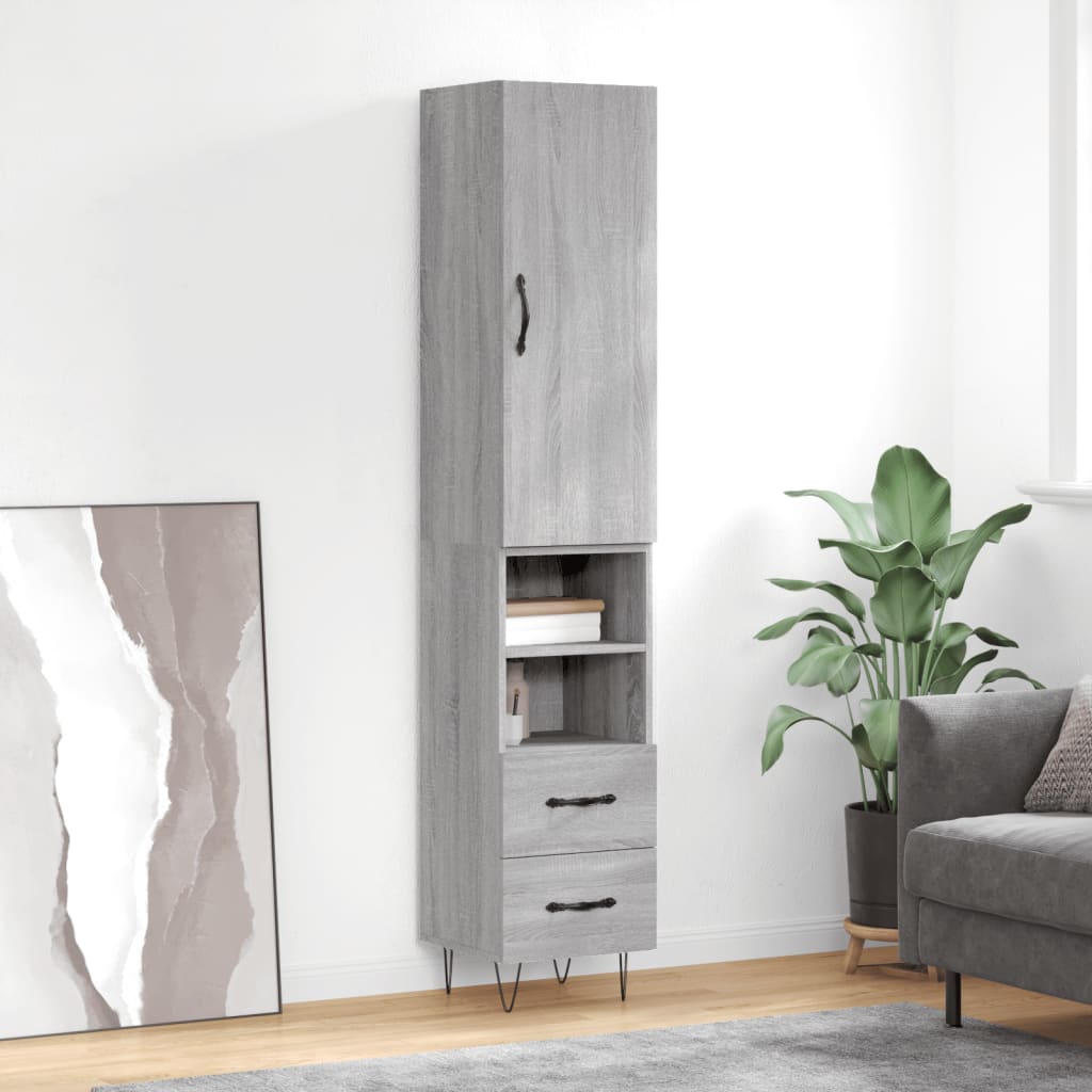 Visoka komoda siva sonome 34,5x34x180 cm od konstruiranog drva