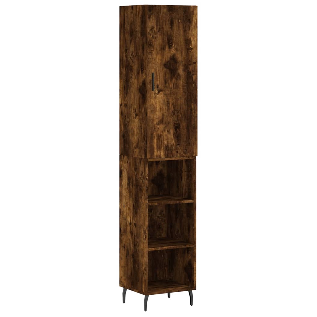 Visoka komoda dimljeni hrast 34,5x34x180cm konstruiranog drva
