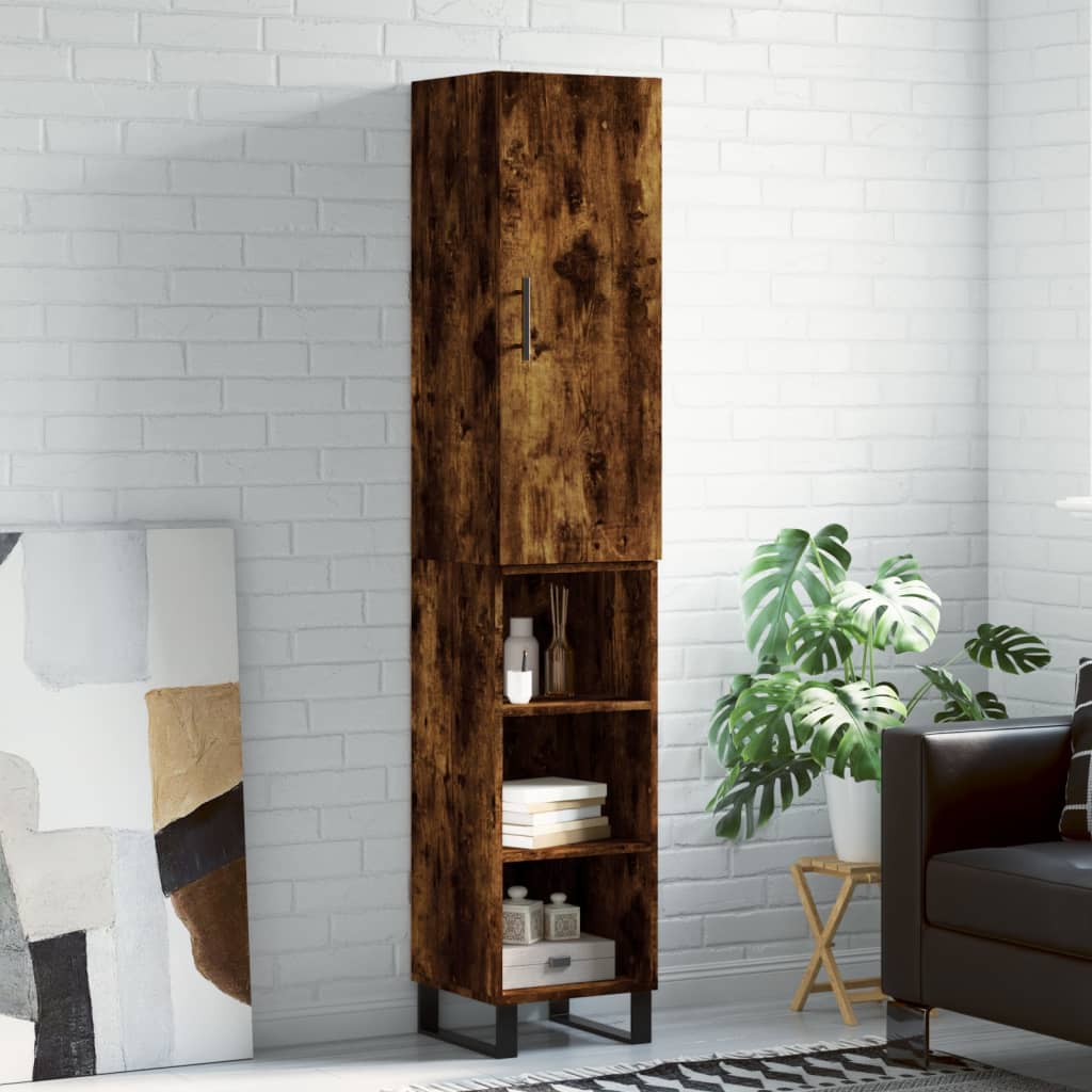 Visoka komoda dimljeni hrast 34,5x34x180cm konstruiranog drva