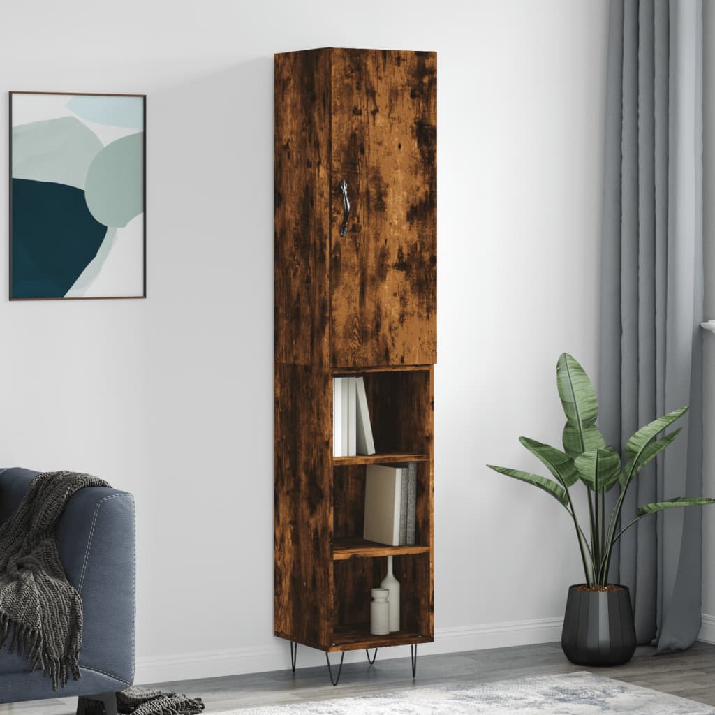 Visoka komoda dimljeni hrast 34,5x34x180cm konstruiranog drva