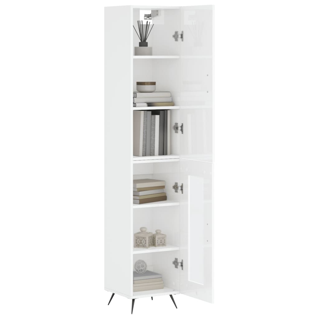 Visoka komoda sjajna bijela 34,5x34x180 cm konstruirano drvo
