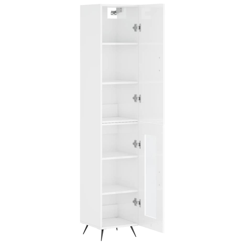 Visoka komoda sjajna bijela 34,5x34x180 cm konstruirano drvo
