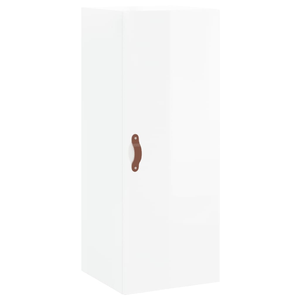 Visoka komoda sjajna bijela 34,5x34x180 cm konstruirano drvo