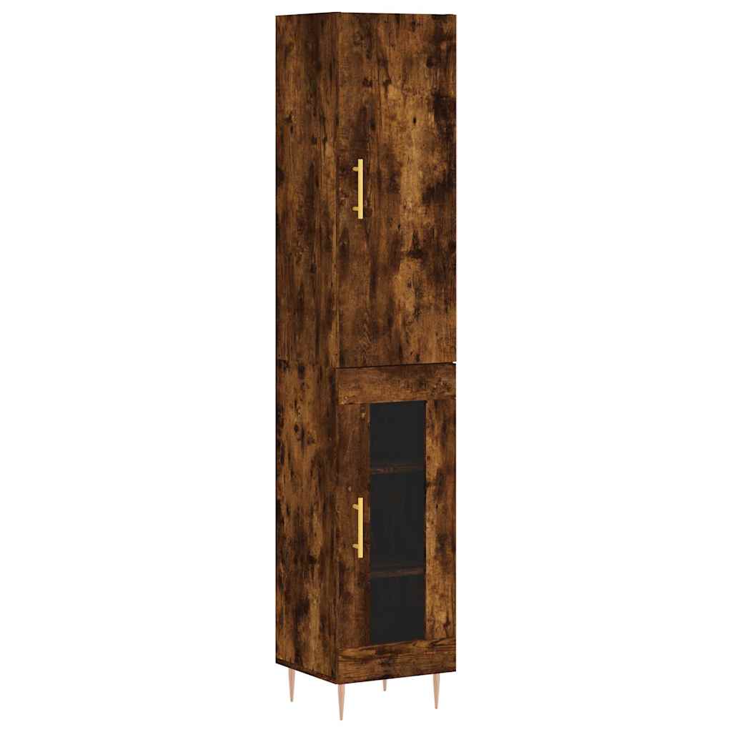 Visoka komoda dimljeni hrast 34,5x34x180cm konstruiranog drva
