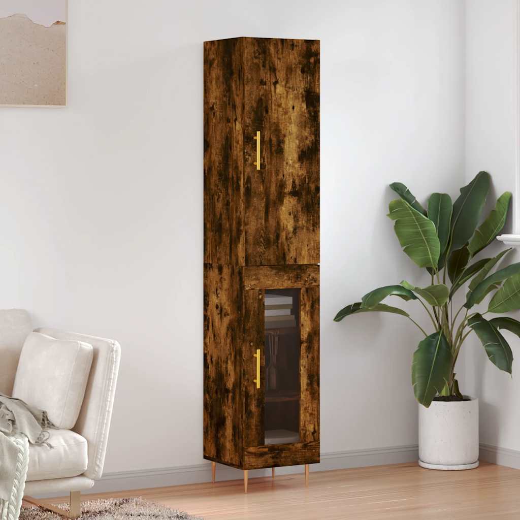 Visoka komoda dimljeni hrast 34,5x34x180cm konstruiranog drva