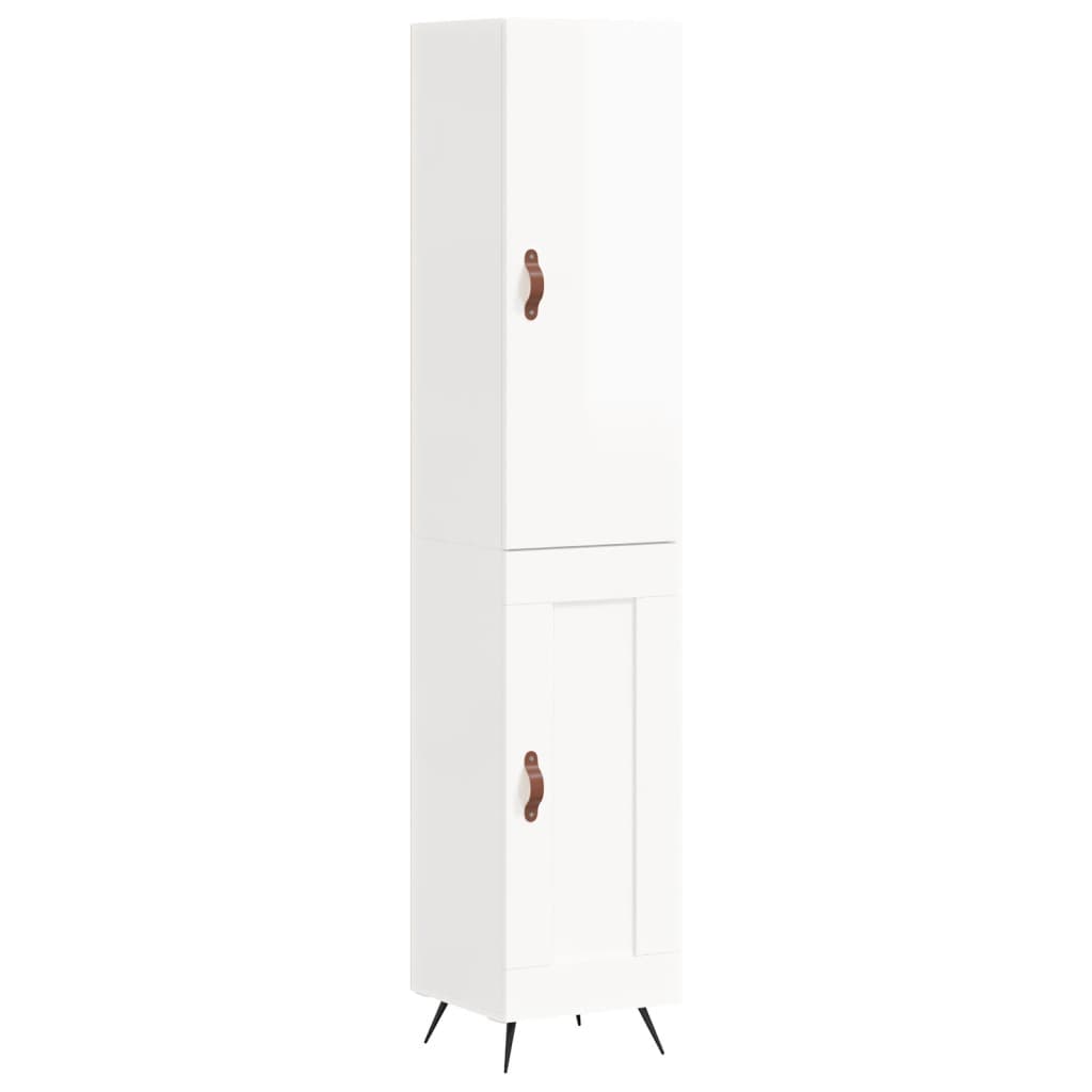 Visoka komoda sjajna bijela 34,5x34x180 cm konstruirano drvo