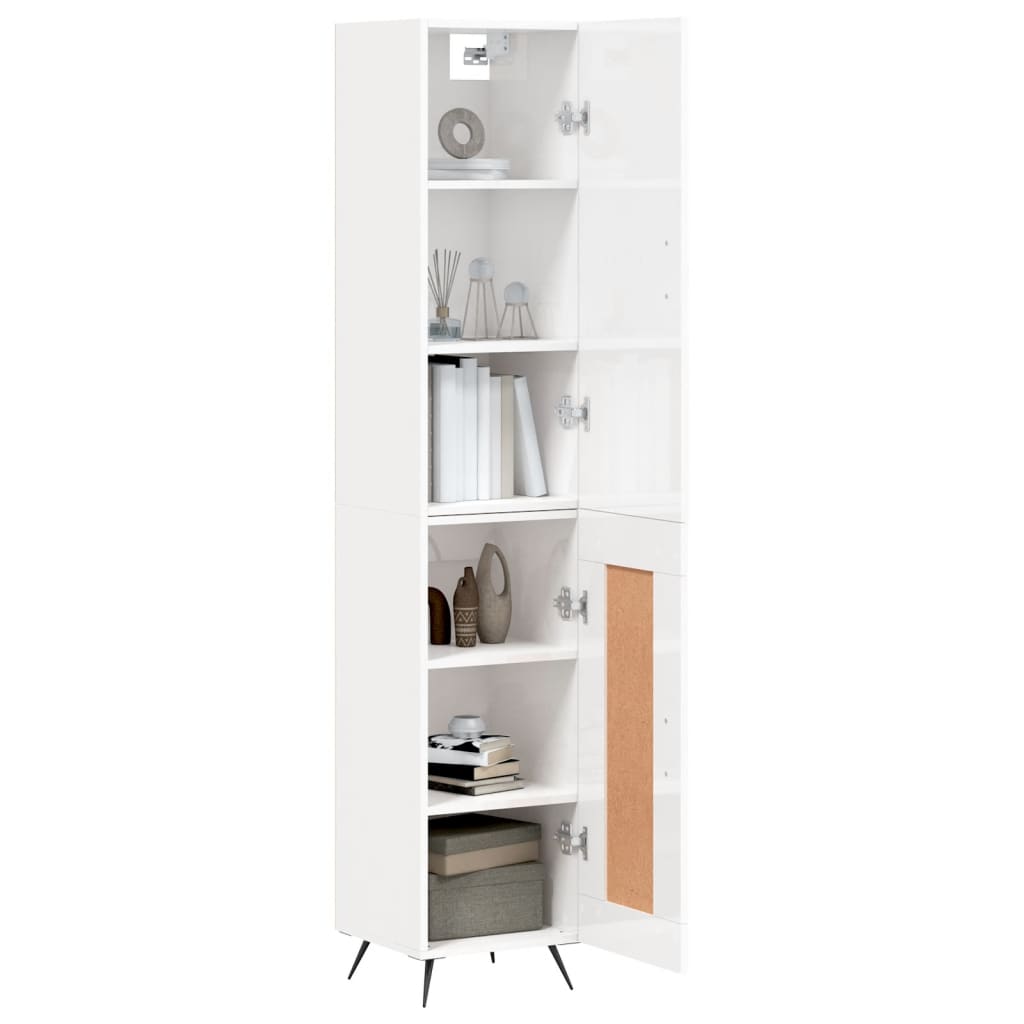 Visoka komoda sjajna bijela 34,5x34x180 cm konstruirano drvo