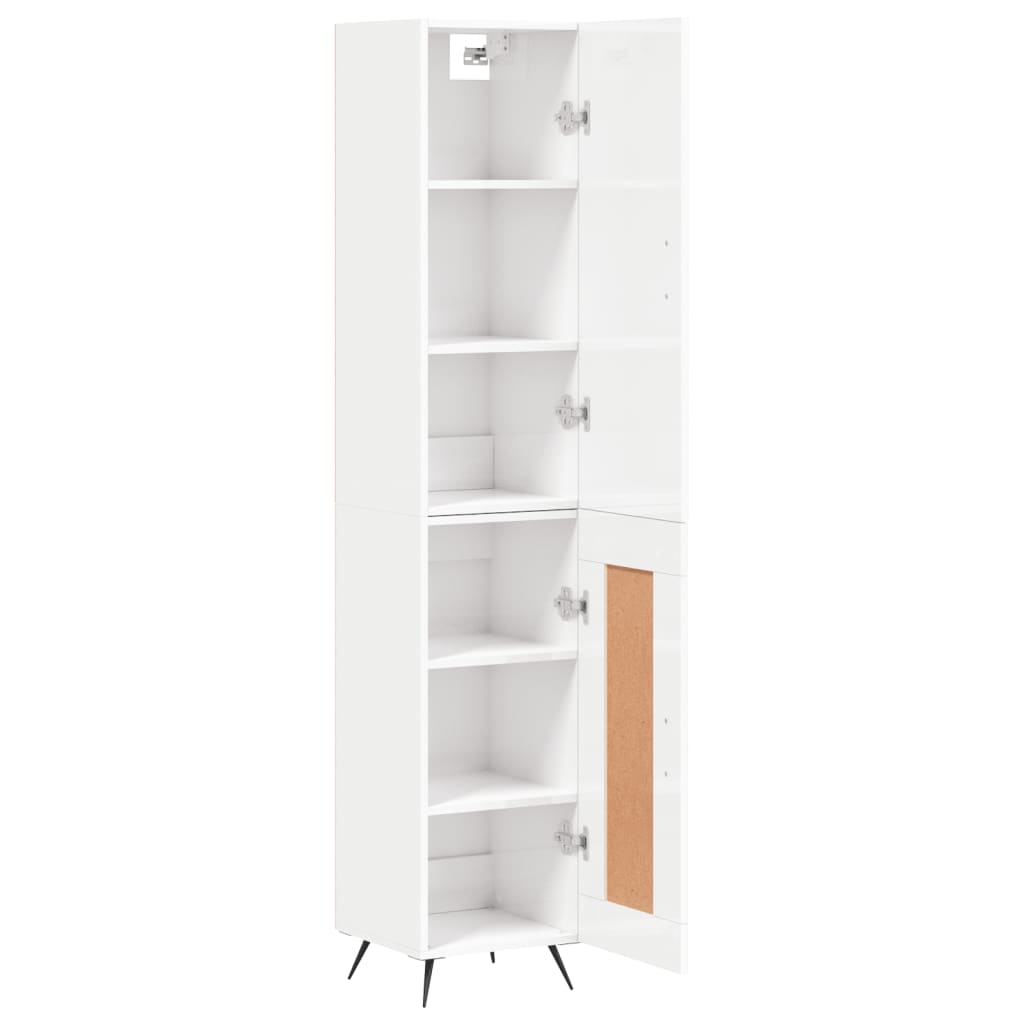 Visoka komoda sjajna bijela 34,5x34x180 cm konstruirano drvo