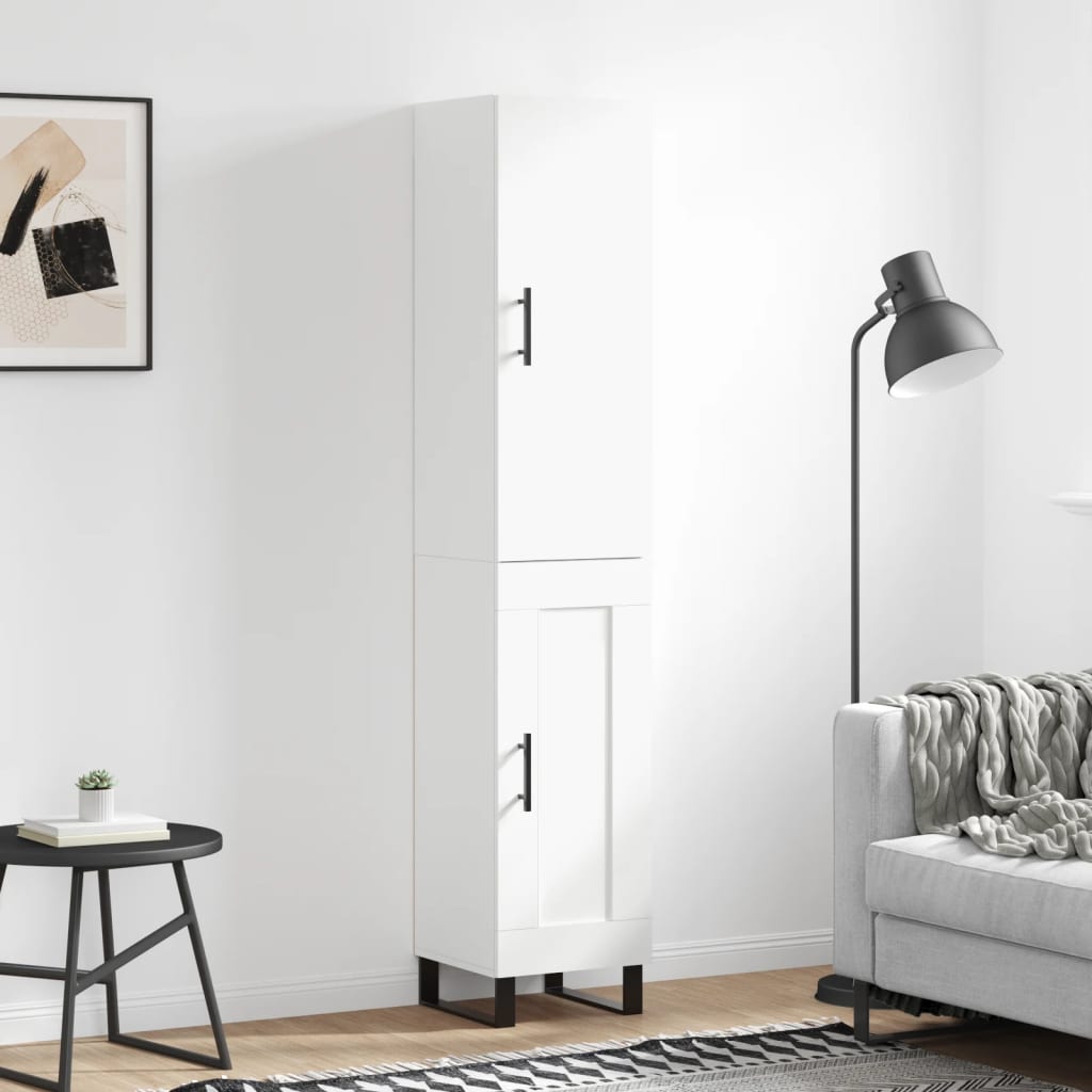Visoka komoda bijeli 34,5x34x180 cm od konstruiranog drva