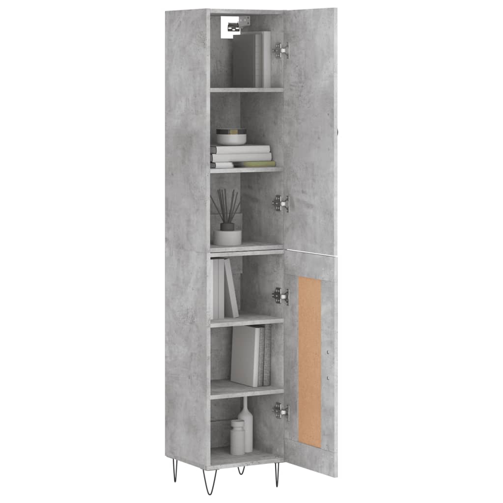 Visoka komoda siva betona 34,5x34x180 cm od konstruiranog drva