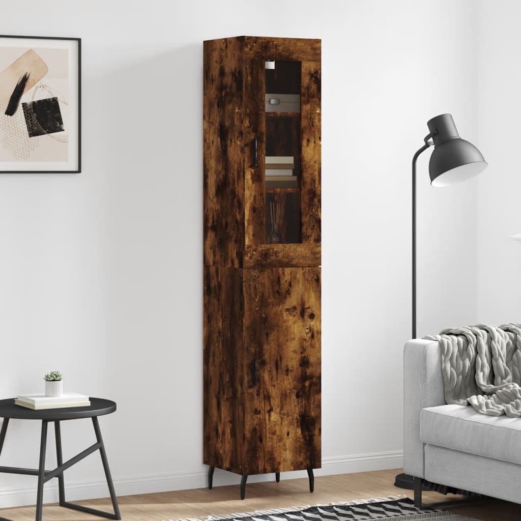 Visoka komoda dimljeni hrast 34,5x34x180cm konstruiranog drva