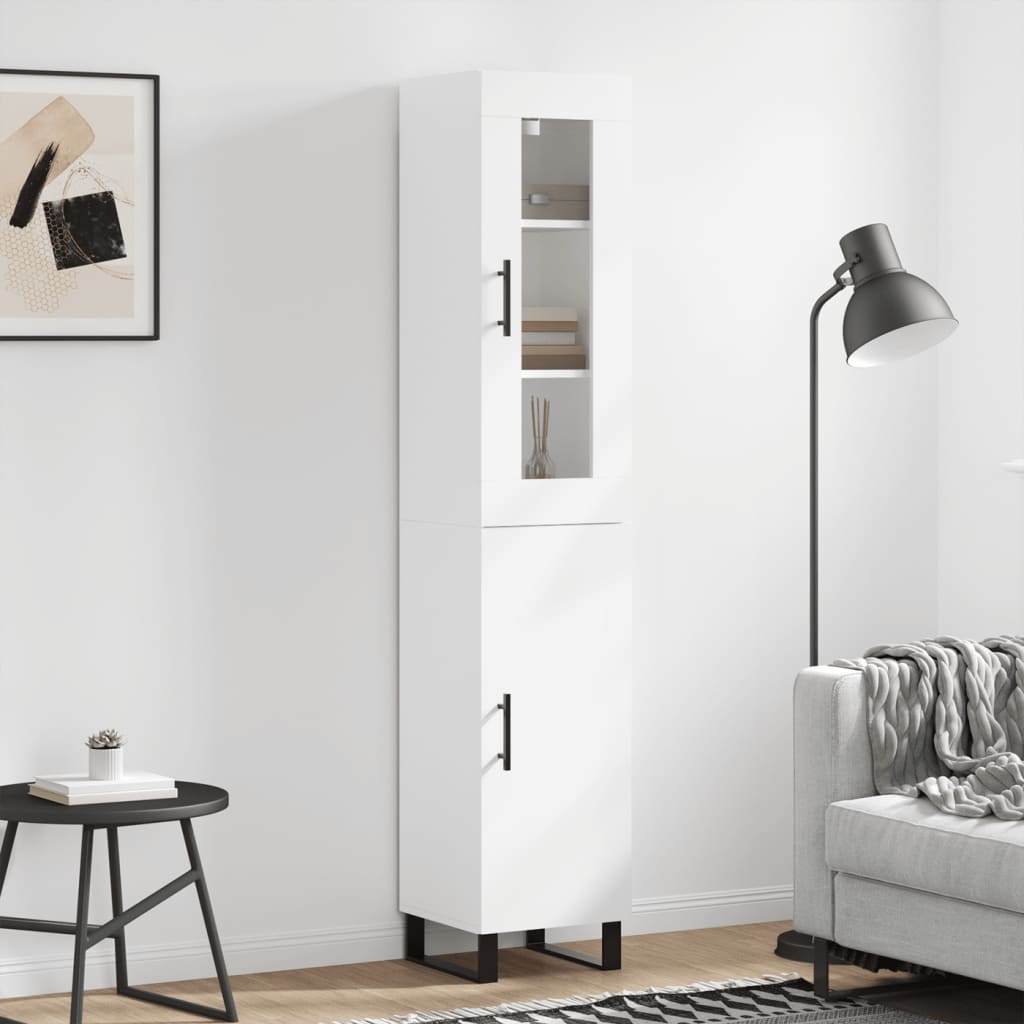 Visoka komoda bijeli 34,5x34x180 cm od konstruiranog drva