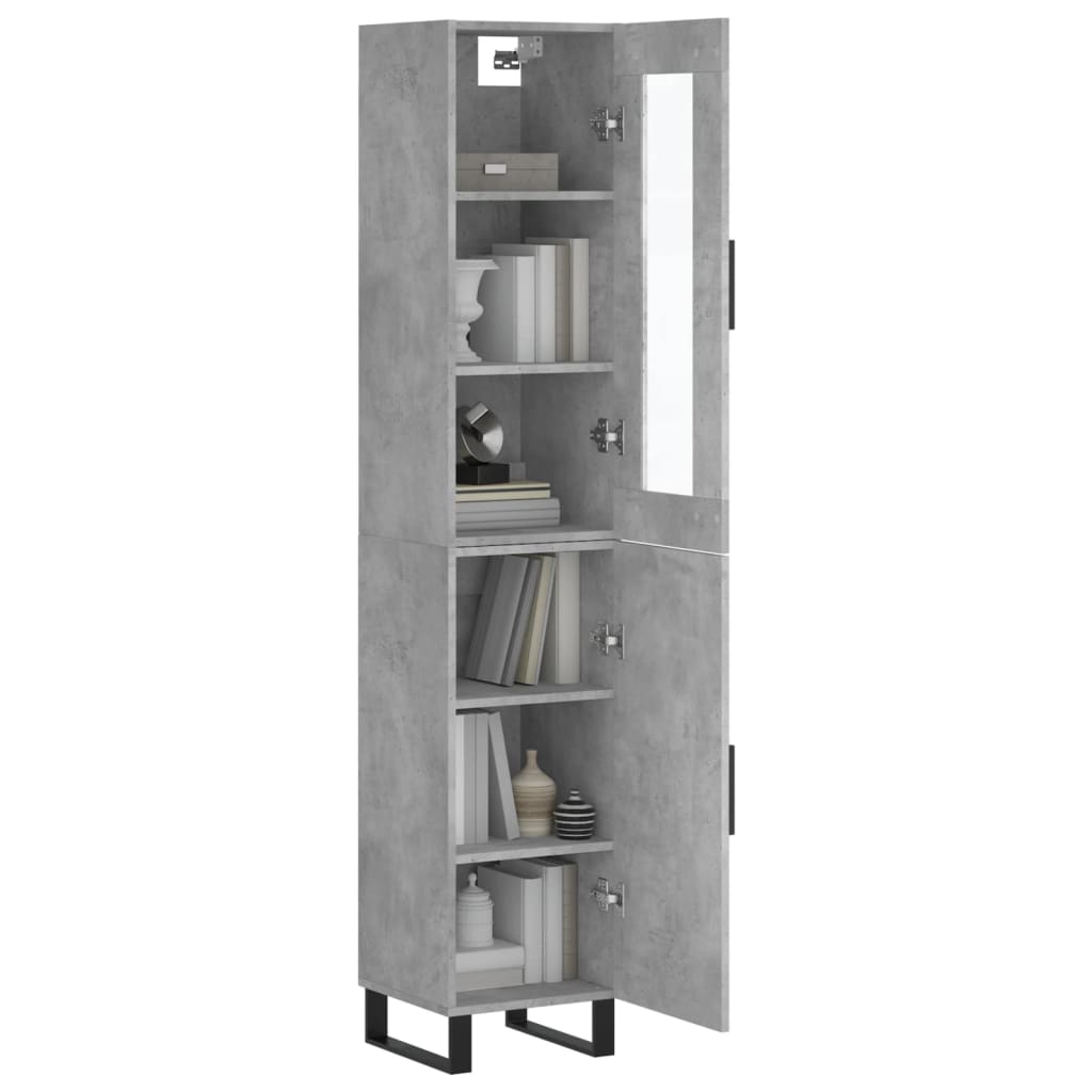 Visoka komoda siva betona 34,5x34x180 cm od konstruiranog drva