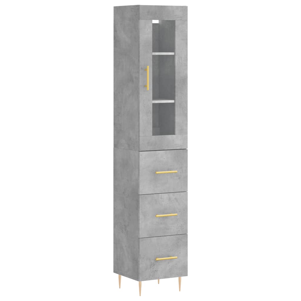 Visoka komoda siva betona 34,5x34x180 cm od konstruiranog drva