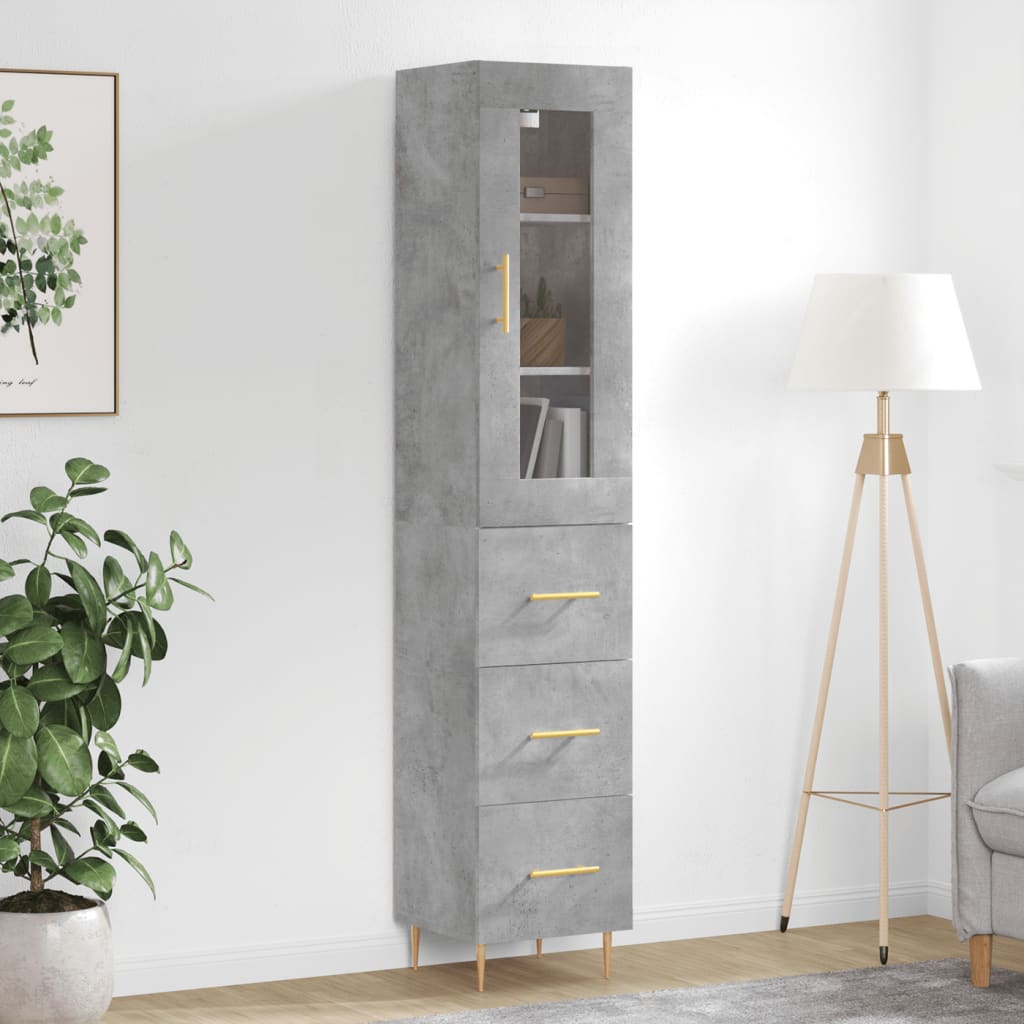 Visoka komoda siva betona 34,5x34x180 cm od konstruiranog drva