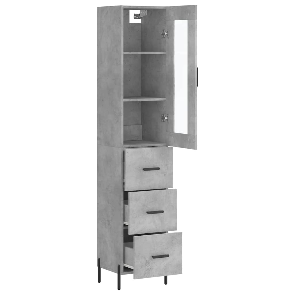 Visoka komoda siva betona 34,5x34x180 cm od konstruiranog drva
