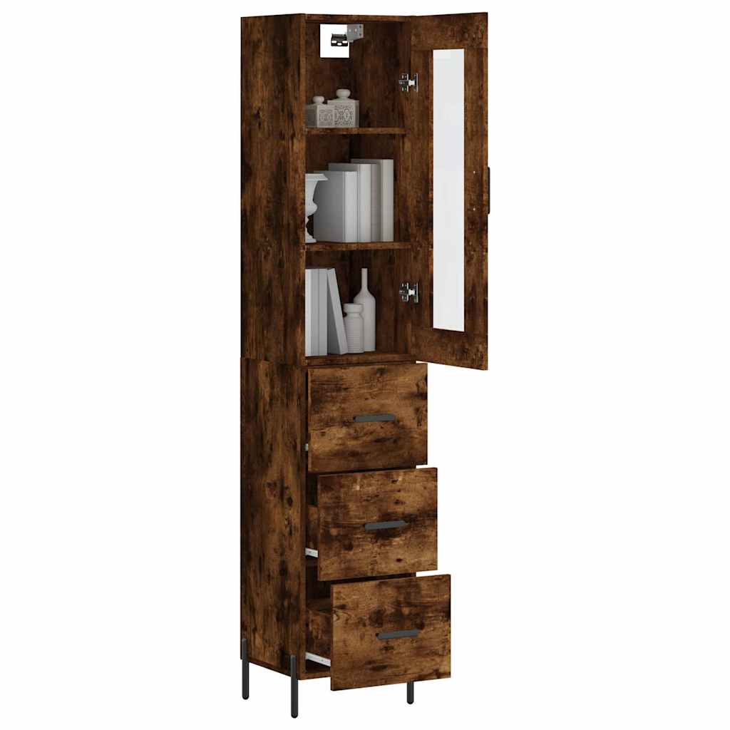 Visoka komoda dimljeni hrast 34,5x34x180cm konstruiranog drva