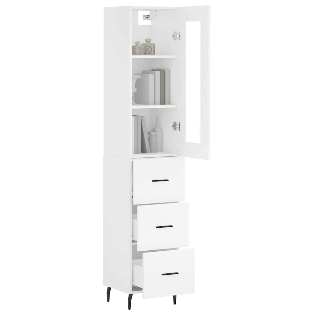 Visoka komoda bijeli 34,5x34x180 cm od konstruiranog drva