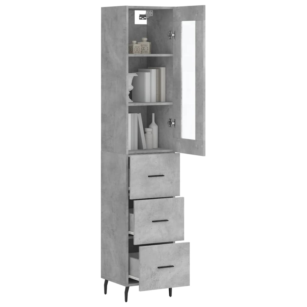 Visoka komoda siva betona 34,5x34x180 cm od konstruiranog drva