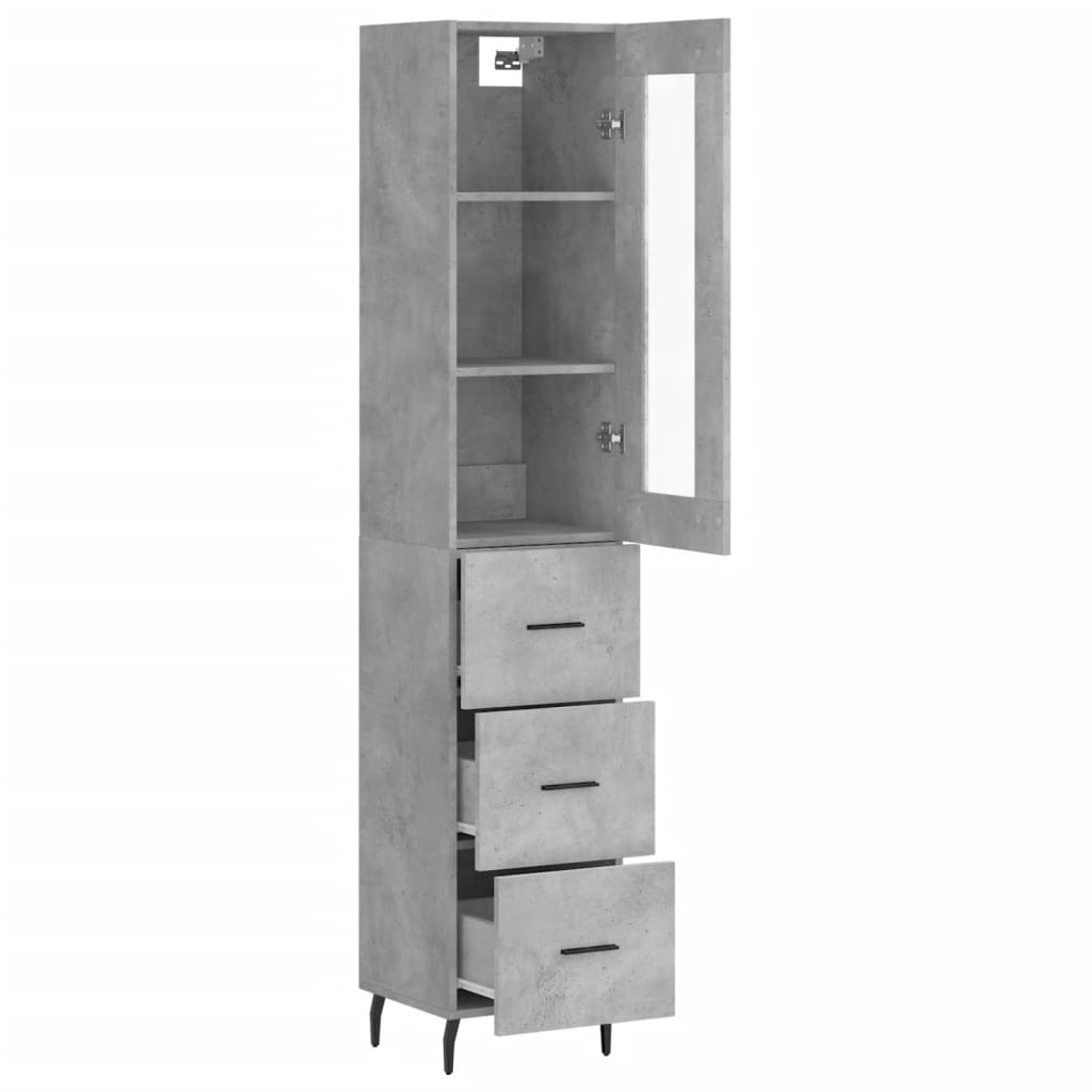 Visoka komoda siva betona 34,5x34x180 cm od konstruiranog drva