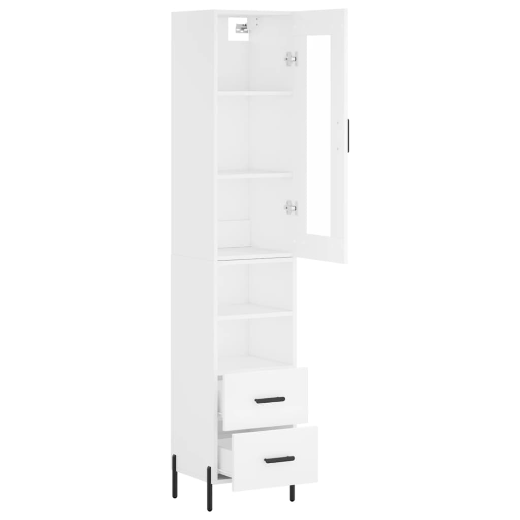 Visoka komoda bijeli 34,5x34x180 cm od konstruiranog drva