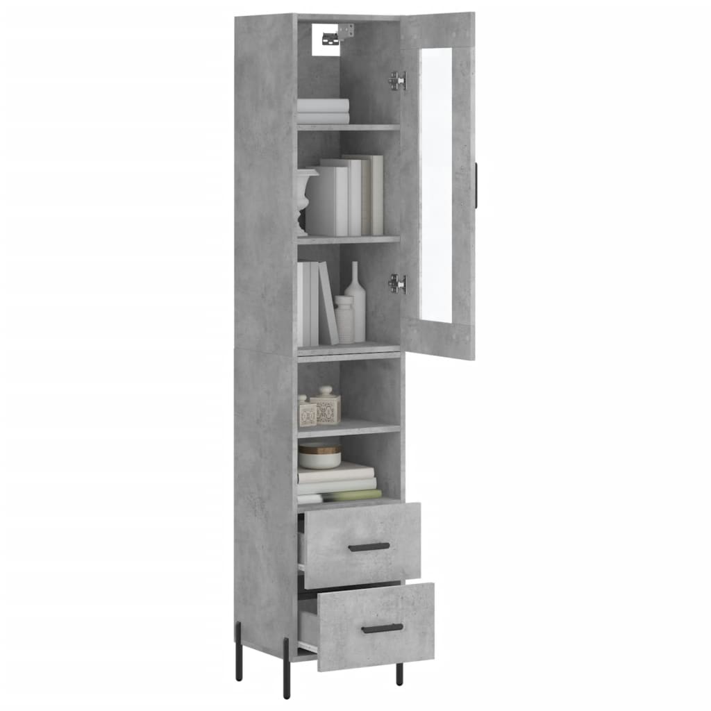 Visoka komoda siva betona 34,5x34x180 cm od konstruiranog drva
