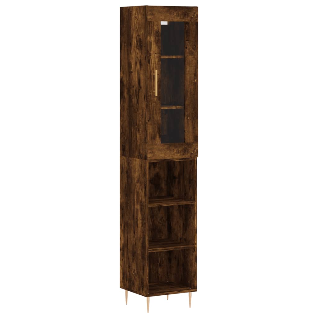 Visoka komoda dimljeni hrast 34,5x34x180cm konstruiranog drva